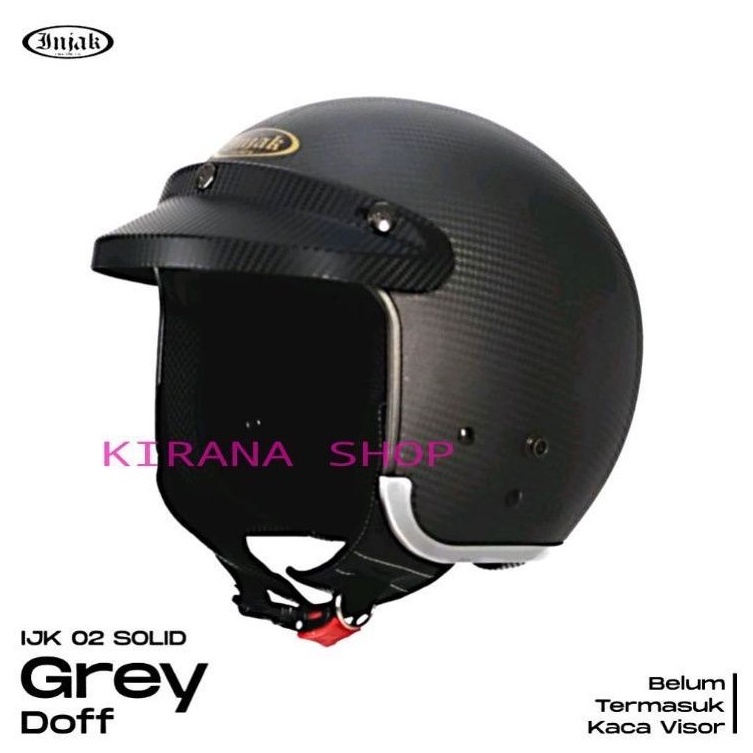 Helm Injak Solid Carbon | Helm Bogo Retro Dewasa Warna Grey Doff | INJAK HELMET #2