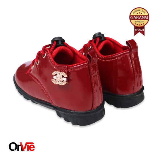 Sepatu Pesta Anak Perempuan Bertali Motif CC | Sepatu Onvie Kids
