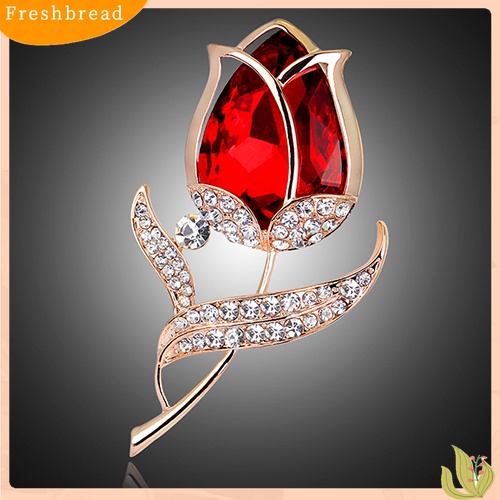 [ TERLARIS]Womens Fashion Rhinestone Glass Tulip Flower Brooch Pin Wedding Party Jewelry Gift