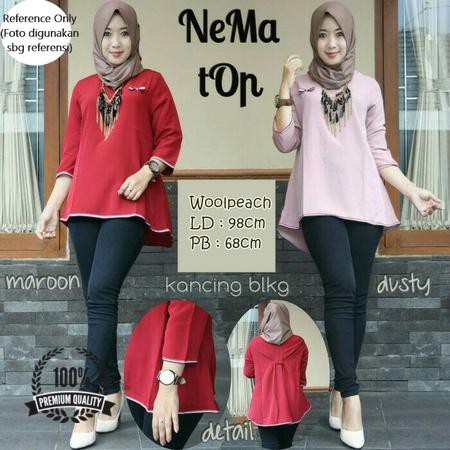 Jual Baju Murah Wanita Blouse Muslim Modern Nema Top Busana Muslim Cewek Diskon40%