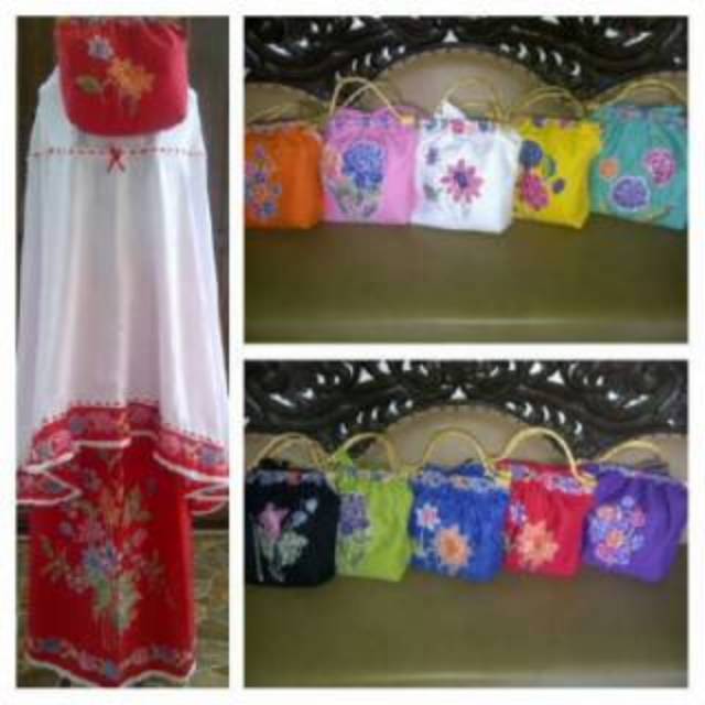 Mukena Telekung Dewasa Batik Encim Bahan Katun Bukan Rayon