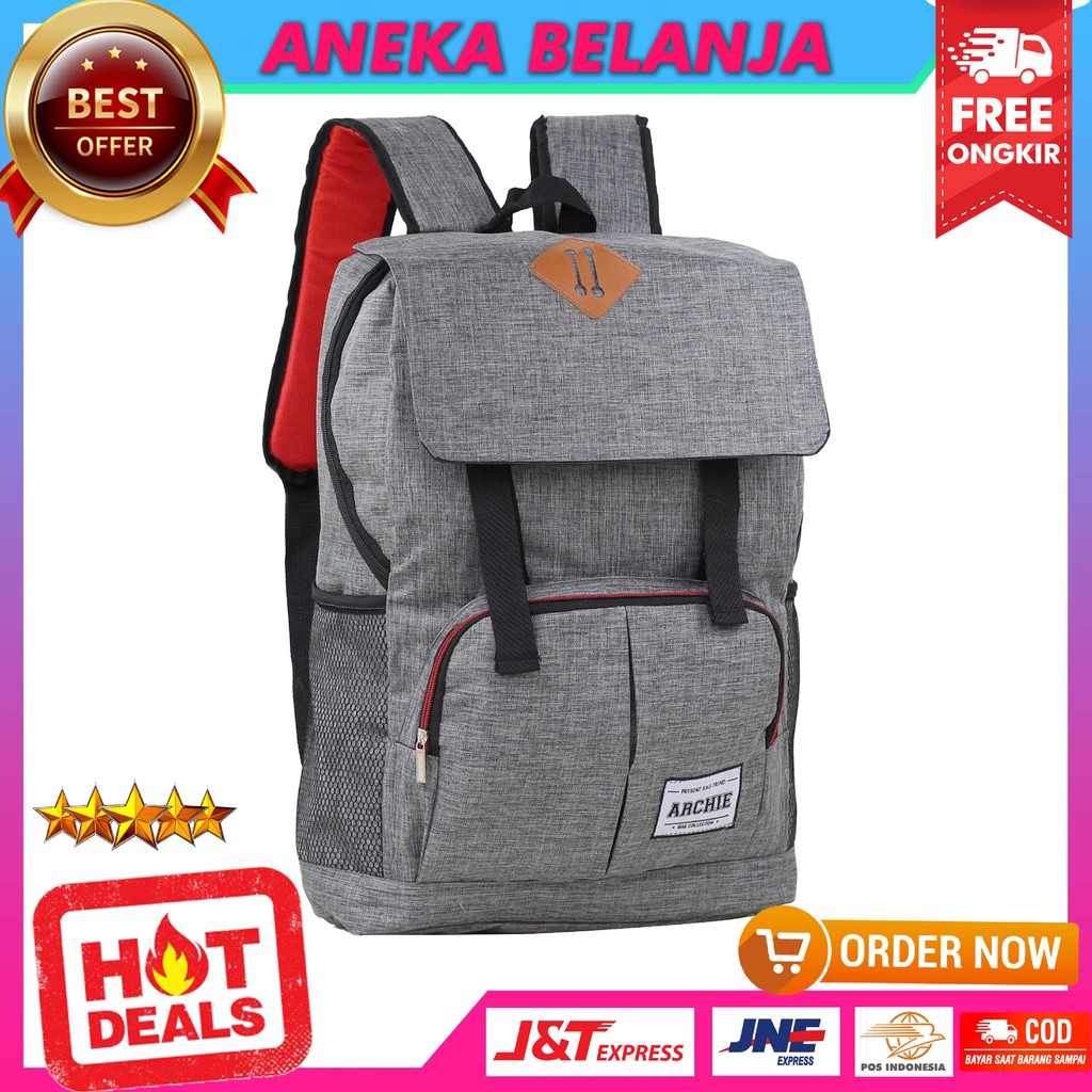 TAS RANSEL DISTRO ARCHIE ABU BACKPACK KEKINIAN MURAH BERKUALITAS MULTIFUNGSI FREE RAINCOVER