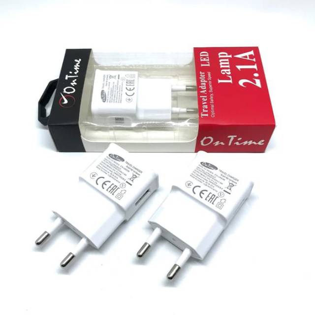 Travel Charger Batok Adaptor USB LED Lampu 2.A ONTIME 100% Original