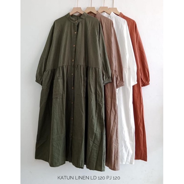 MIDI DRESS BABYDOLL KATUN LINEN IMPORT