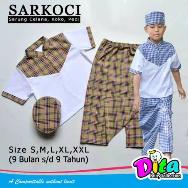 Sarung set koko Peci Dita Sarkoci Dita anak murah grosir sarung instan sarung celana