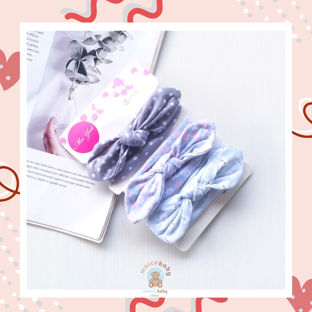 MBSS - BANDANA MOTIF A Bandana Set isi 3 Motif Beda / Headband Bayi Newborn Anak Perempuan Part 2