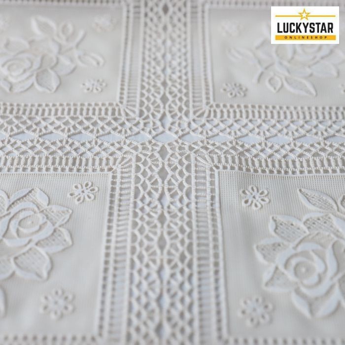 Taplak Meja Meteran Anti Air Motif Bunga Tebal PVC Premium Dekorasi Rumah Ruang Tamu Makan Import - D24 - LuckyStar