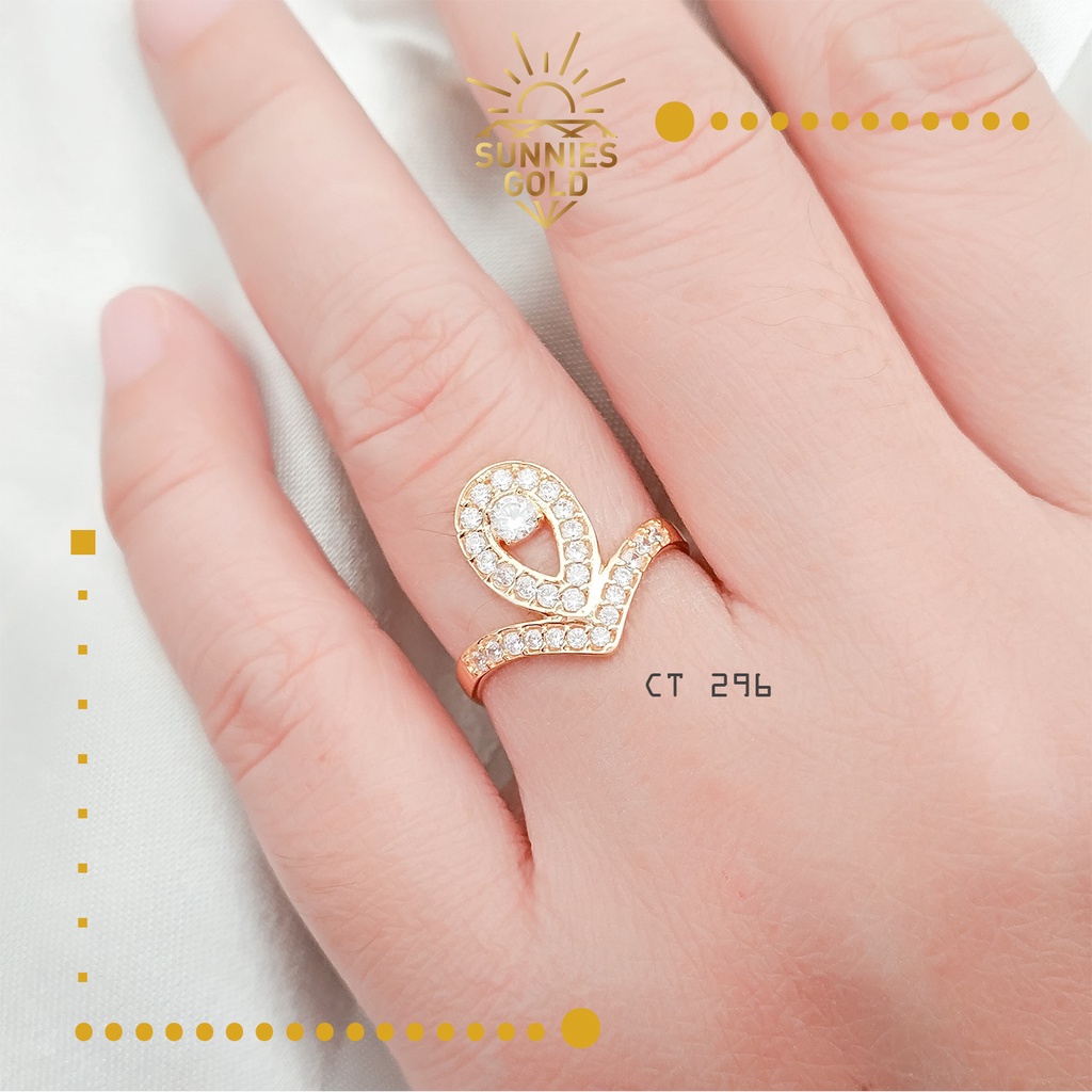 CINCIN EMAS ASLI KADAR 6K(300) CINCIN WANITA MODERN MINIMALIS ELEGAN CT 296