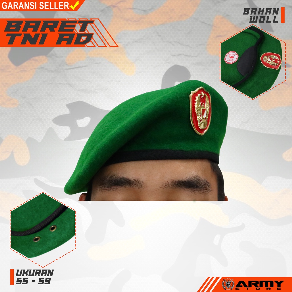 baret TNI AD SUAD + emblem merk camel