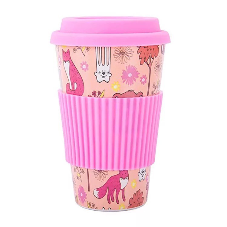 Reusable Bamboo Fiber Coffee Cup with Silicone Case