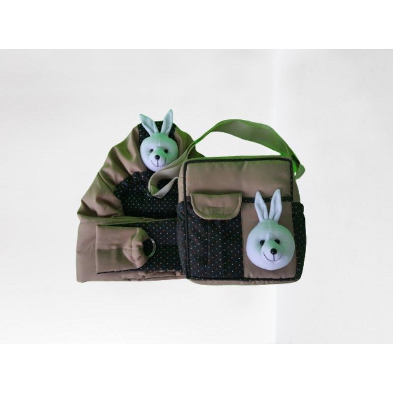 tas slempang perlengkapan bayi kecil dan gendongan topi kerut set