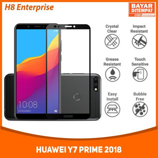 Tempered Glass Full 9D For Huawei Y7 Prime 2018 Full Layar