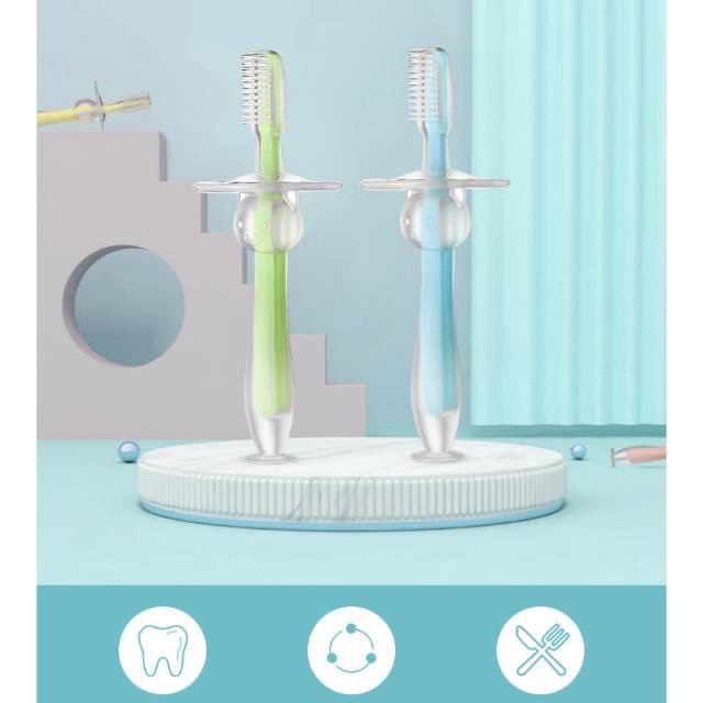 Training Toothbrush Sikat Gigi Bayi / Anak Silicone Bulu Halus sikat gigi bayi silikon Teether Sikat Gigi Silikon Training Pelindung Anti Sedak TRAINING TOOTHBRUSH