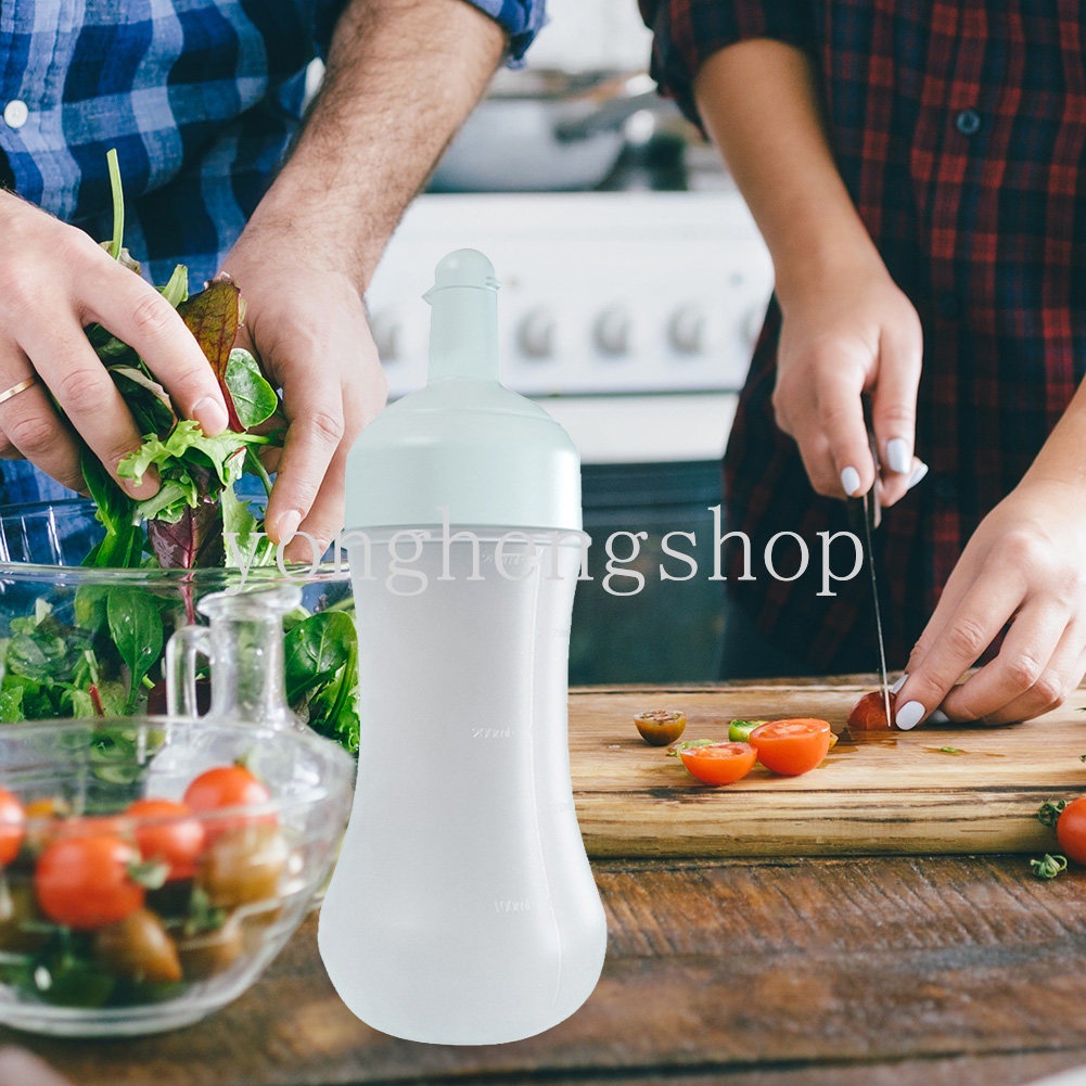 Botol Remas 350ml Bahan Plastik Dengan Skala Untuk Saus Mustard / Madu / Minyak Zaitun / Salad