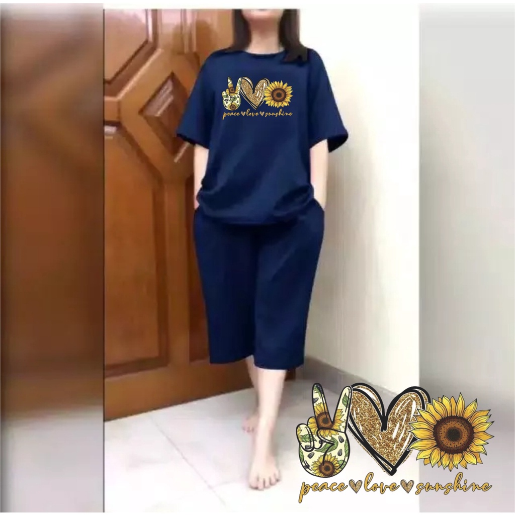 Setelan Kulot JUMBO Wanita Atasan Big Size Fit XXL Peace Love