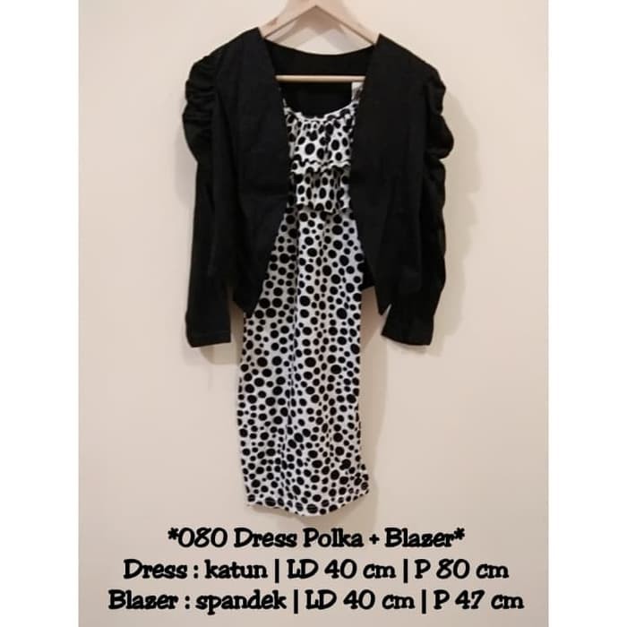 Sale 080 Dress Polka Hitam + Blazer