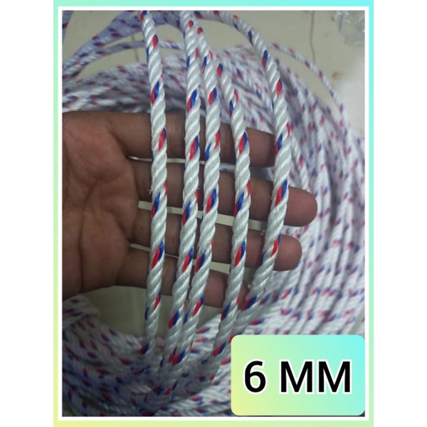 TALI TAMBANG PLASTIK 6 MM 50 METER / TALI TAMBANG PPD 6MM /TAMBANG 6 MM / TALI PENGIKAT MOBIIL DAN FUSO