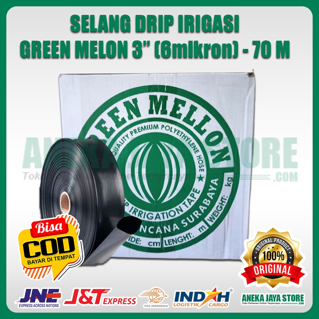 Selang Drip 3 inch 6 mikronmeter (0,006mm) Green Mellon - 70 meter