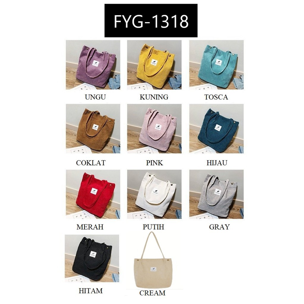 MOGYMOGY MG1318 Tas Bahu Wanita Kanvas Tote Bag Fashion Korea