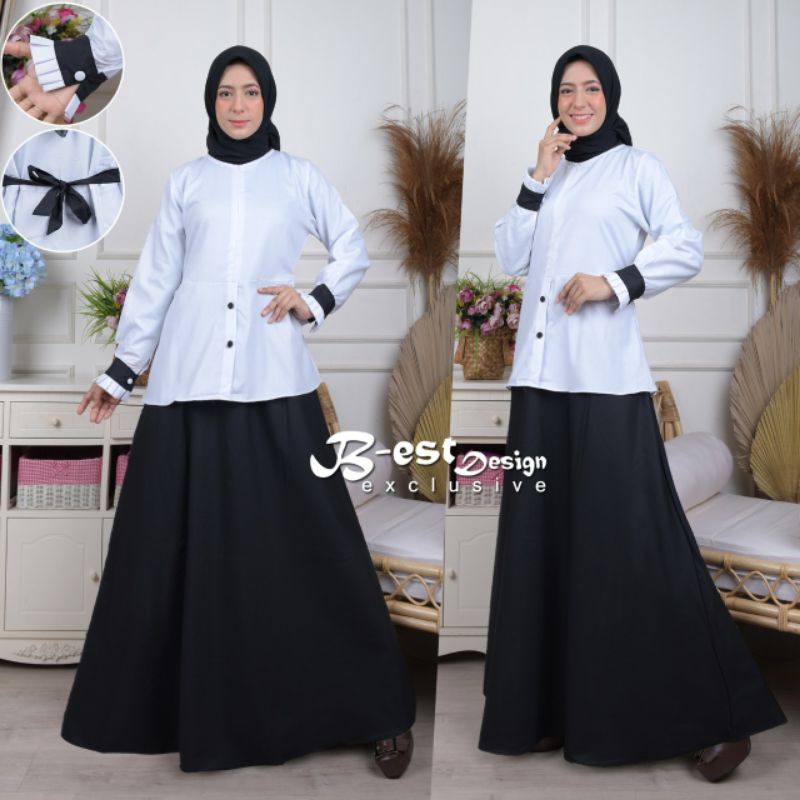 Gamis PNS ~ GAMIS PNS HITAM PUTIH / GAMIS DINAS / GAMIS TOYOBO HITAM PUTIH ORIGINAL (Q2X6) Gamis Put