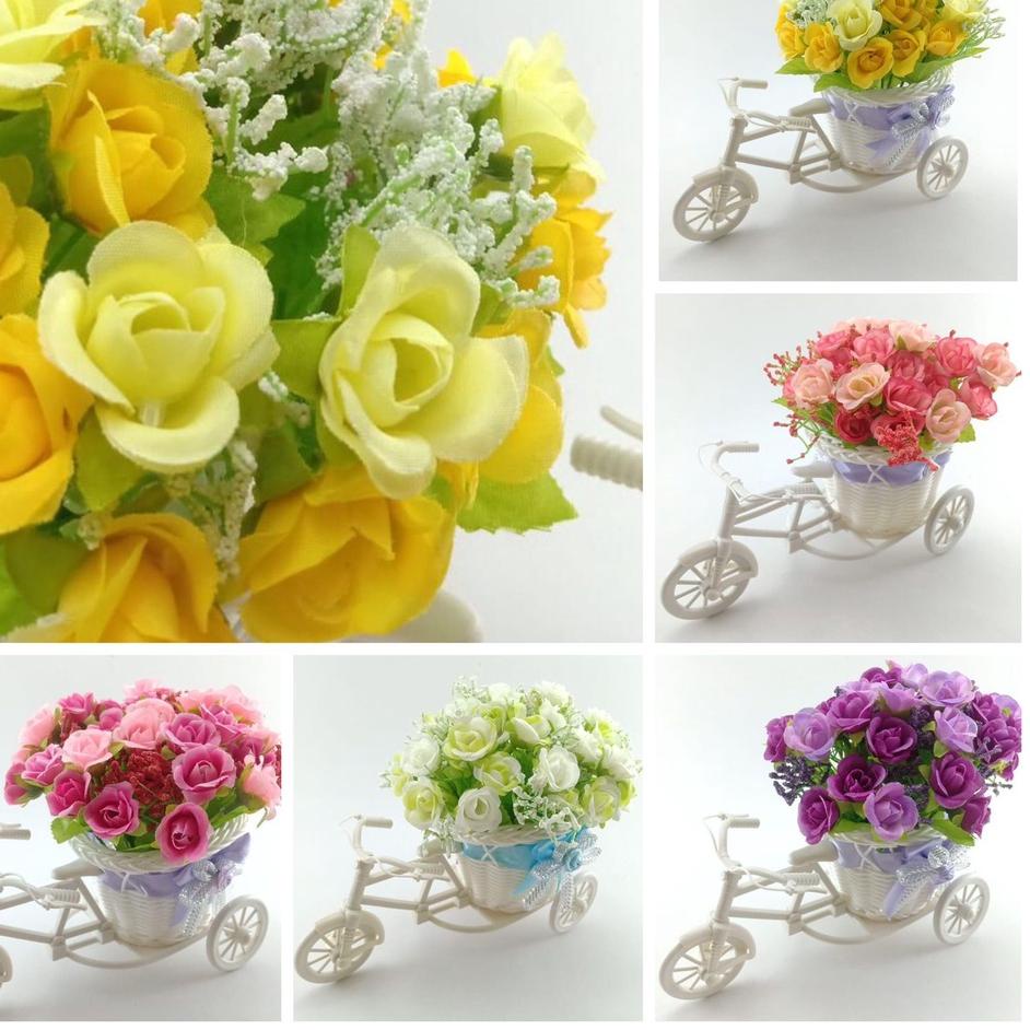 Pasti Update COD BUNGA SEPEDA MAWAR RATTAN BIKE BICYCLE BUNGA PLASTIK TANAMAN HIAS SEPEDA DEKORASI R