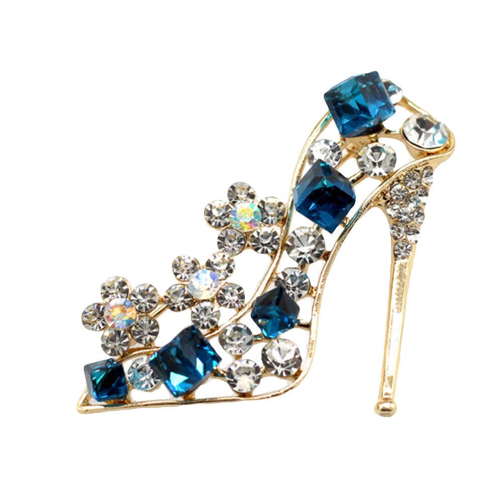 Bros Pin Bentuk High Heels Aksen Berlian Imitasi Gaya Vintage Untuk Wanita