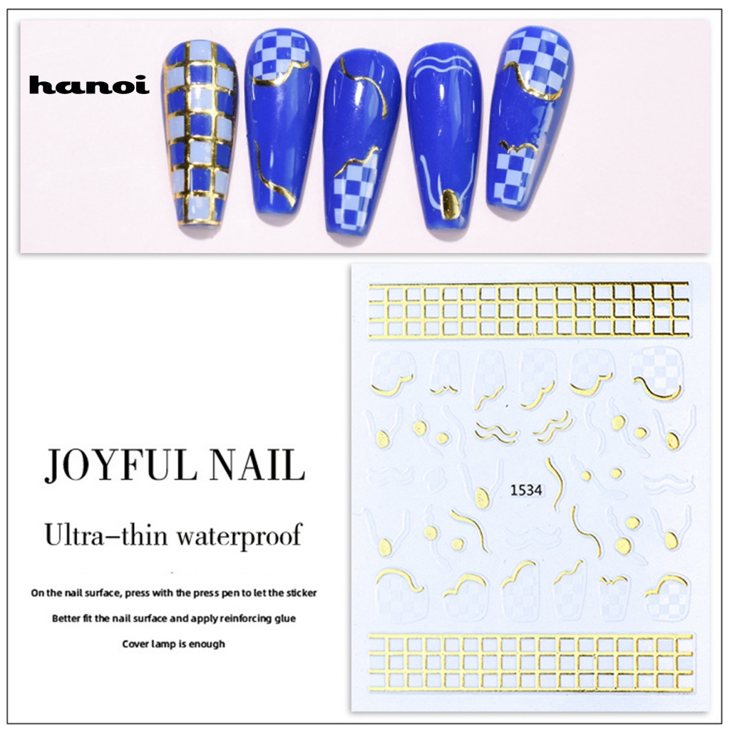 Han_stiker Kuku Motif Geometri Untuk Dekorasi Nail Art