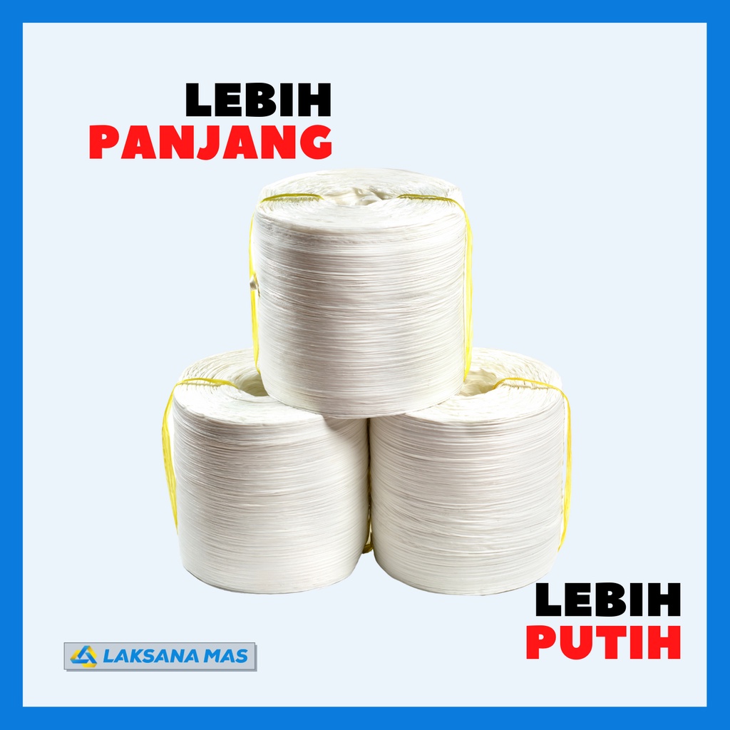 

RB Tali Rafia Laksanamas Putih Susu 5KG Tali Plastik Jumbo 2.500M, Kuat, Anti Air, Packing Grosir