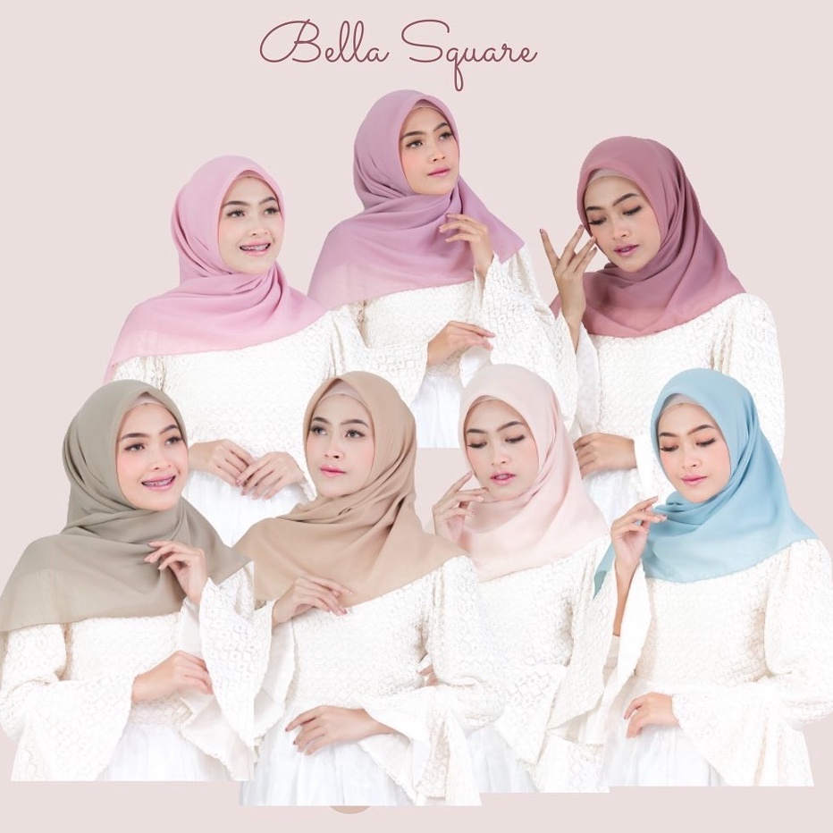 Bella Square Jilbab Segiempat Paris Polos Premium Kerudung Segi Empat Hijab Square Polycotton Hijab Bella