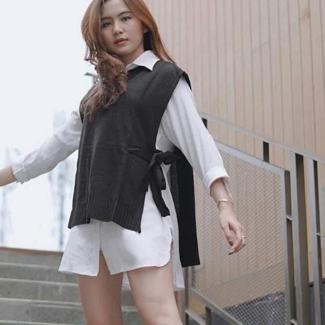 [KODE PRODUK 8ZTUY4038] Rompi Rajut Casual Jumbo Lova Vest 210 gr / Rompi Tali Rajut Polos Wanita