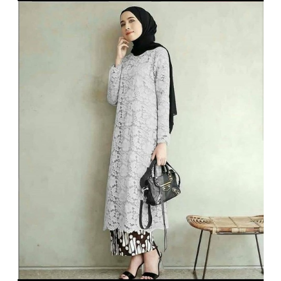 RR Setelan Kebaya Long Tunik Brokat//Setelan Kebaya Pesta//Set Kebaya Brokat Mewah//Kebaya Seragaman