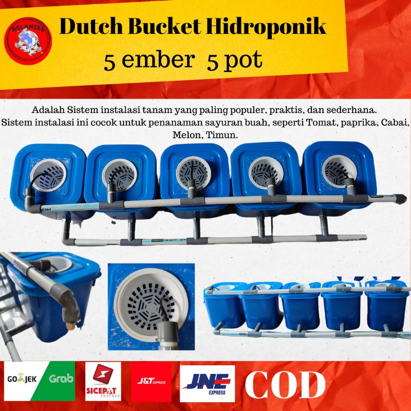 DUTCH BUCKET HIDROPONIK 5 EMBER 5 POT HIDROPONIK SET