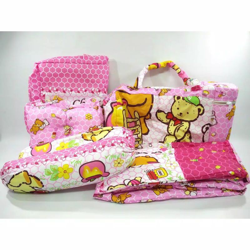 PAKET KOMPLIT TAS BOTOL GENDONGAN ALAS TIDUR DAN BANTAL GULING CHEKIDDO-GIFT SET 4 IN 1 CHEKIDDO