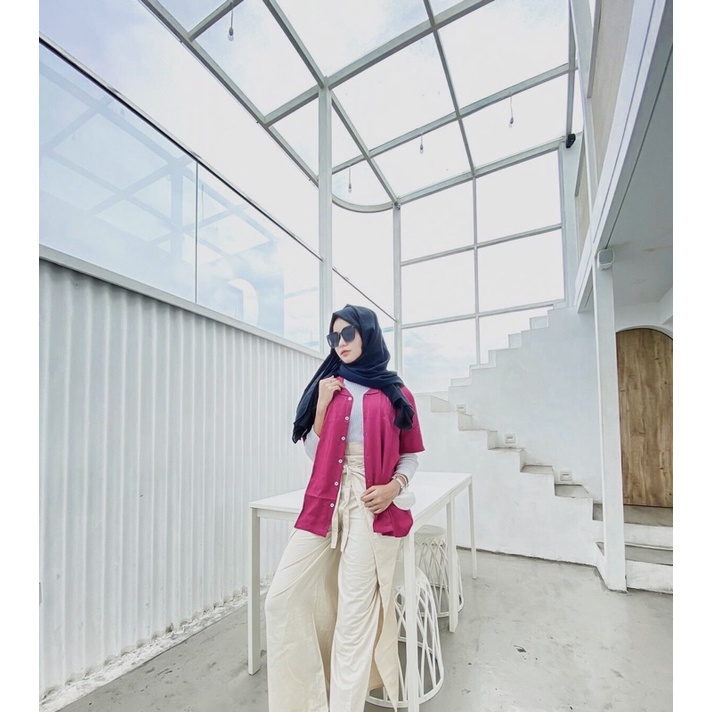 Magenta Shirt / kemeja lengan pendek magenta / oversize shirt by Milposhka