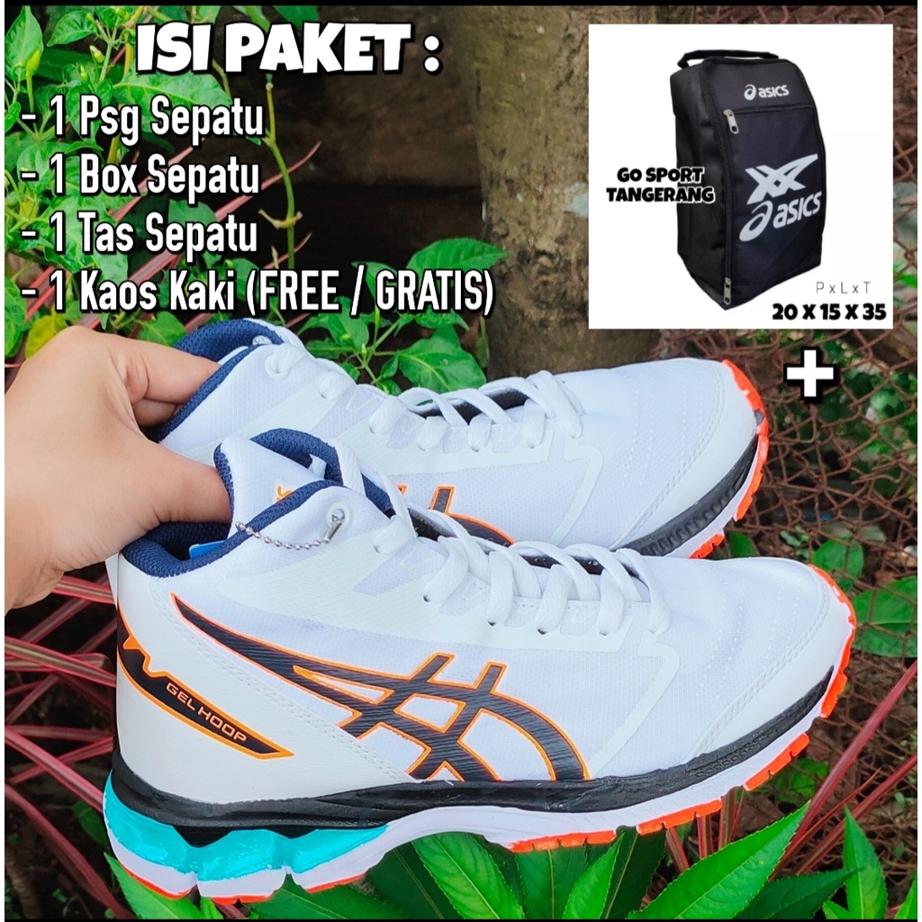 PAKET HEMAT SEPATU VOLI PRIA WANITA - WHITE ORANGE / SEPATU VOLLY MURAH / SEPATU VOLLEY