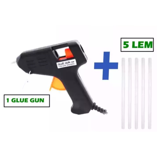 Paket Solder Alat Lem Tembak plus Lilin Glue Stick / Pistol Glue Gun Hot Melt plus Glue Stik AC