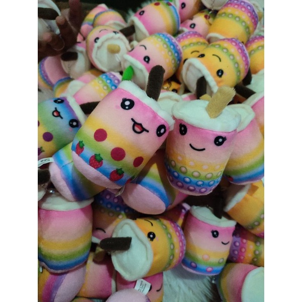 Gantungan Kunci Boneka Boba Rainbow Pelangi Terbaru Lucu Imut Ukuran 15cm