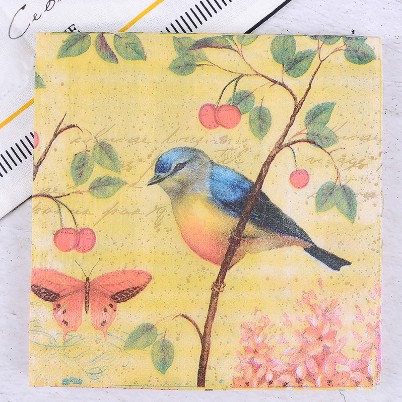 Decoupage Napkin - Tissue Decoupage 2Ply AN-Cherry Bird