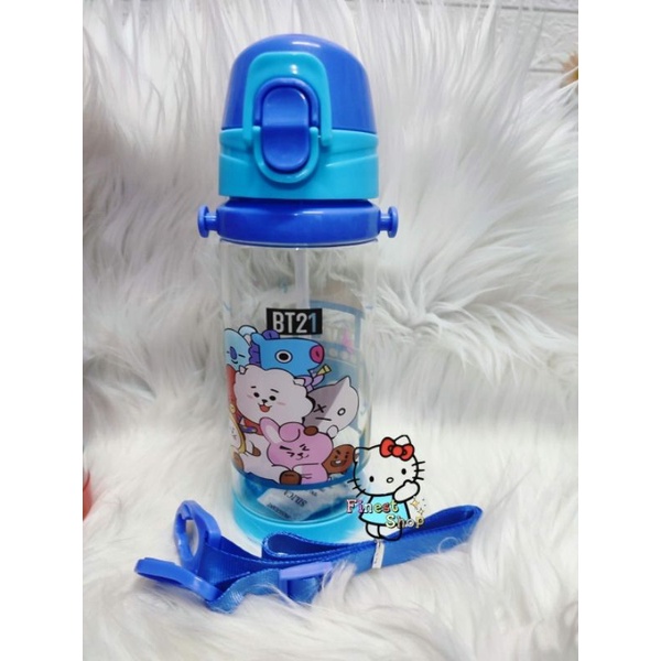 Botol Minum Anak BT21 dengan Sedotan dan Tali Panjang BTS Korean Drinking Bottle Water Flip Top Kado Anak Ultah Birthday Gift Hampers Ulang Tahun Souvenir Unik Suga Jimin Jungkook-3