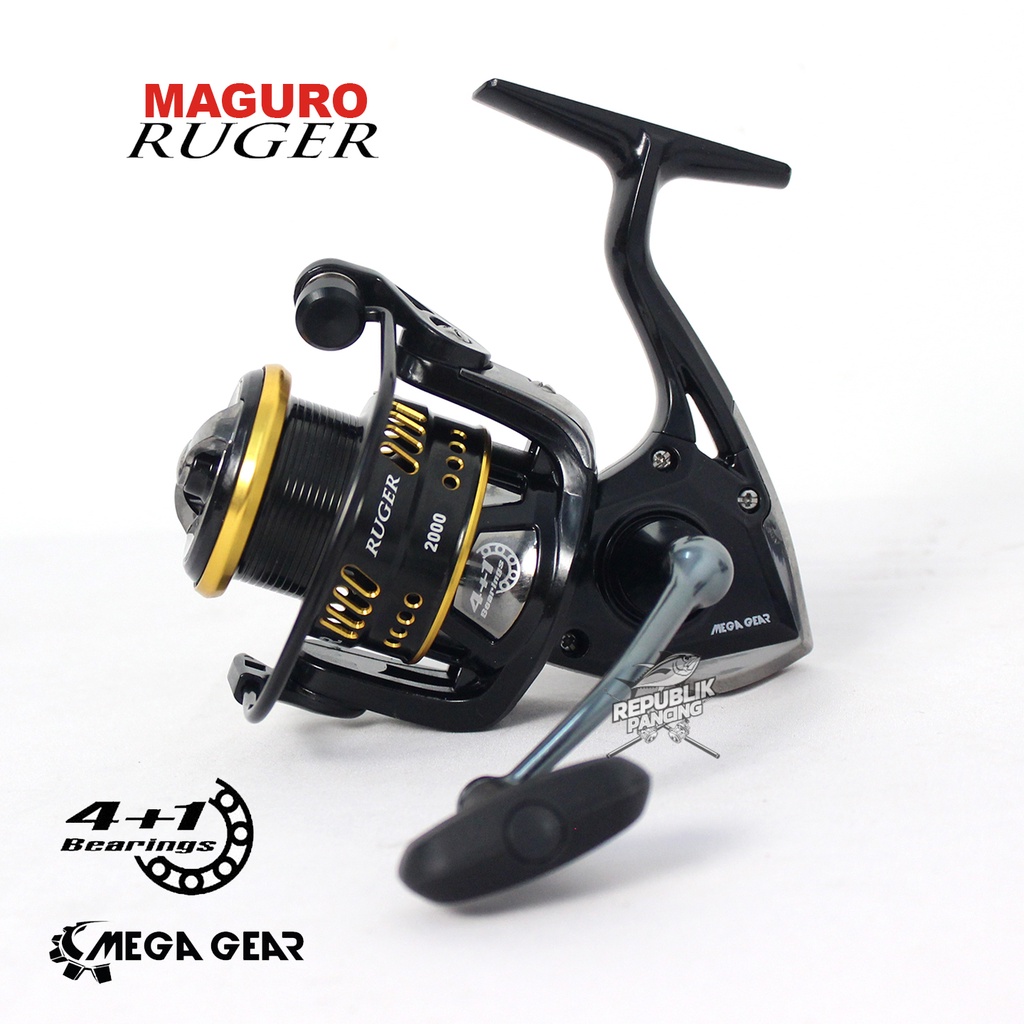 Reel Maguro RUGER 800 1000 2000 2500 3000CB Power Handle | Spinning | 4+1 B | Mega Gear Republik Pancing