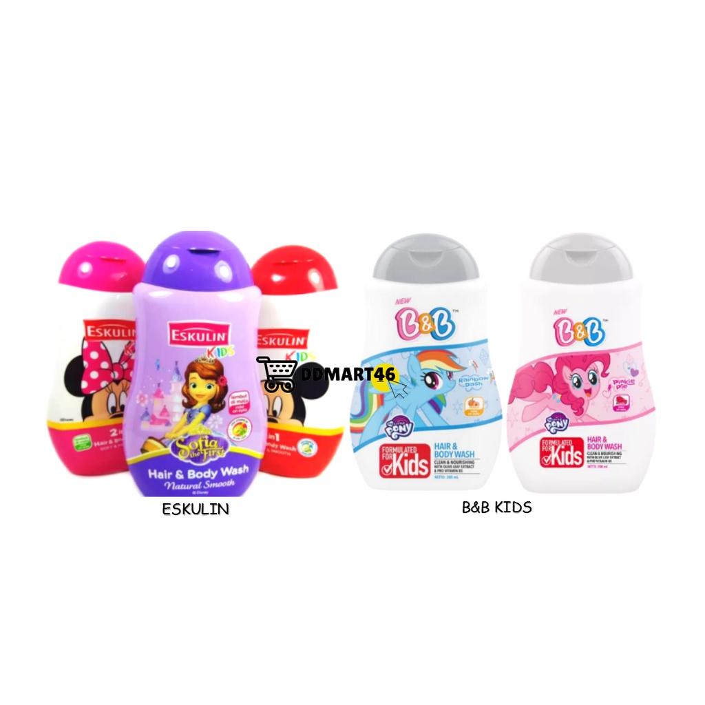 Eskulin Kids / B&amp;B Kids Hair &amp; Body Wash Botol 280ml