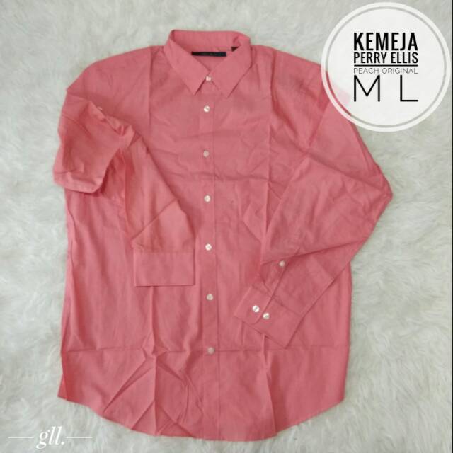 Kemeja Panjang Perry Ellis Peach Original