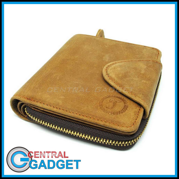 Tauren Dompet Pria Full Zipper Bahan Kulit Sapi