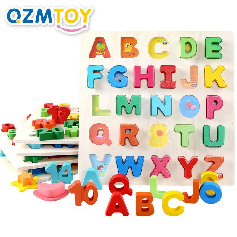 PUZZLE KAYU CHUNKY 3D RAINBOW LETTER / Mainan Puzzle Timbul Pastel Premium