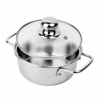 ROYAL LIFE SAUCE POT 24CM | PANCI SUSU STAINLESS TUTUP KACA 24CM