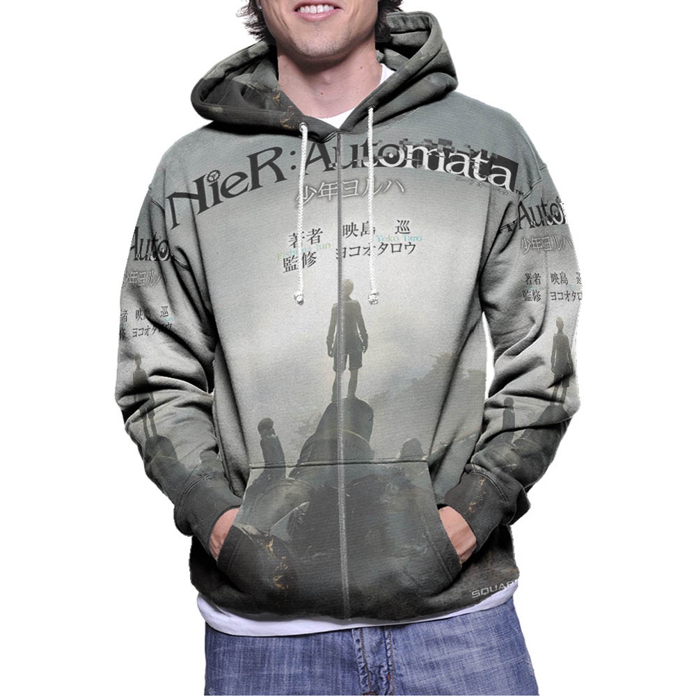 Jaket Hoodie Nier Automata Game Hoodie Zipper (Ritsleting) Hoodie Fullprint Bahan Polyester Jersey