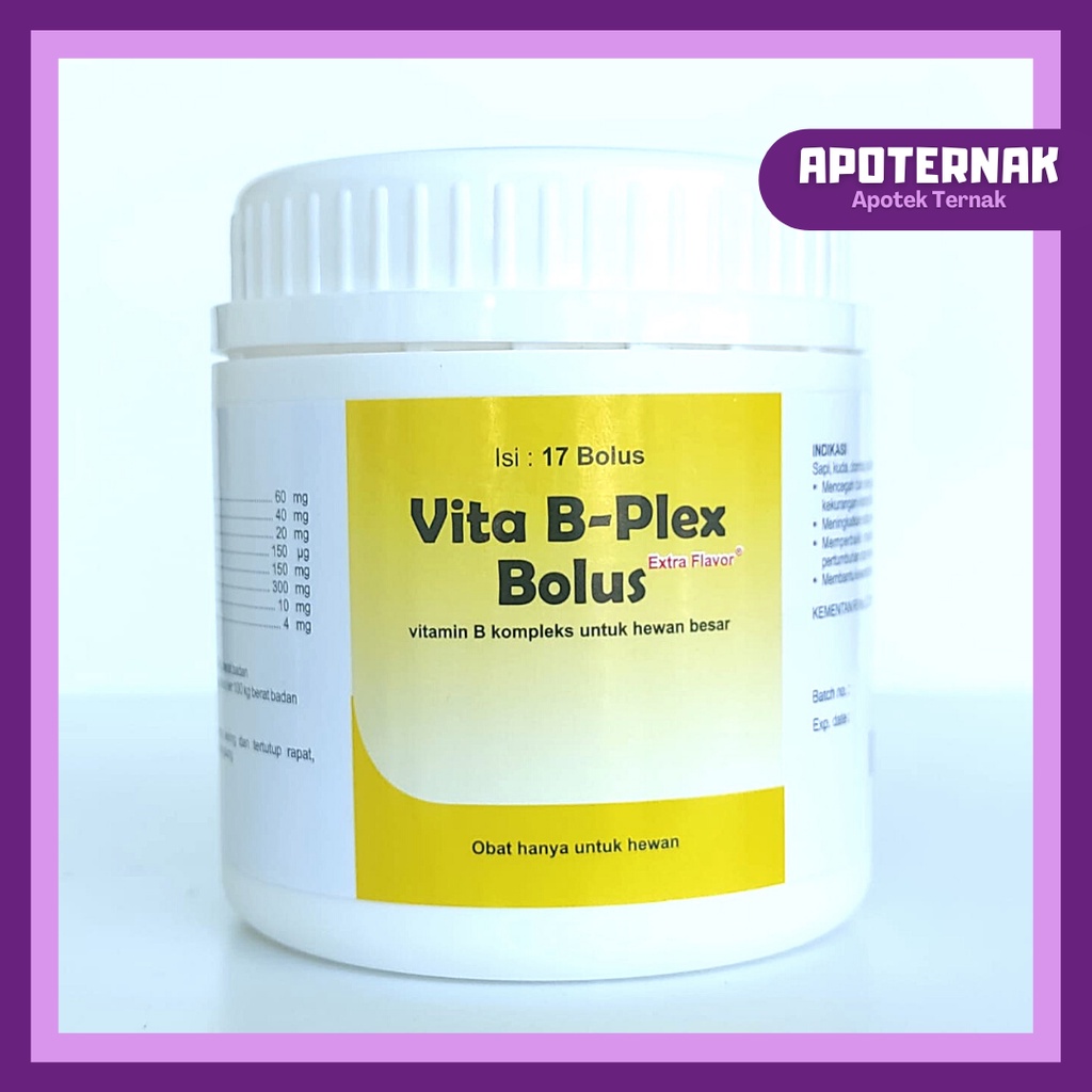 VITA B PLEX @1 Bolus | Vitamin B1 B2 B6 B12 (B Komplek) Untuk Sapi Kambing Domba Kuda Babi | MEDION | Apoternak