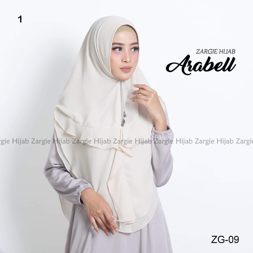 Jilbab Hijab Kerudung Khimar Ceruty CerutI  Babydoll Pet Ped Pad Antem Instan Terbaru Cream ARABEL B
