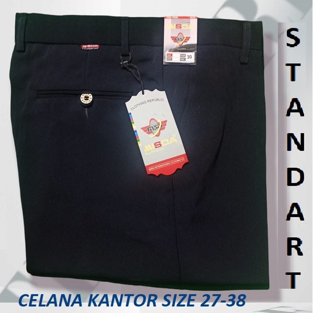 Celana Formal Pria Kerja Reguler Standar Kantor Bahan Kain Teflon Size 27 - 38 Murah Adem Nyaman