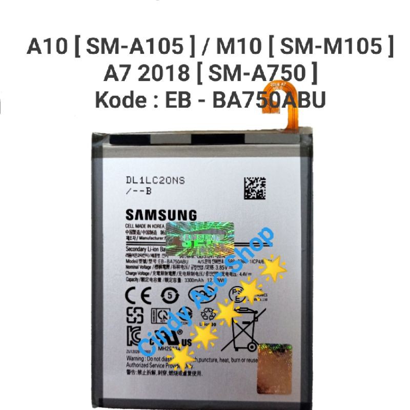 Baterai Original Samsung A10 M10 A7 2018 EB-BA750ABU Batre battery Original